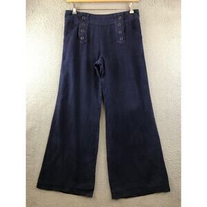 Vintage Sitwell Pants Womens 6 Blue 100% Linen Bell Flare Crackerjack Lagenlook